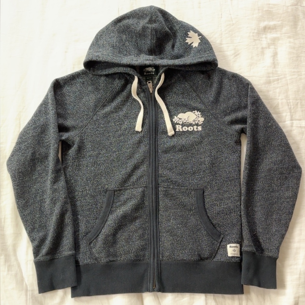Roots Dark Heather Black Zip-Up Hoodie